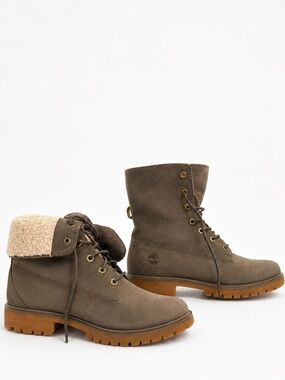 Timberland Fleece Lined Nubuck Boots Gray Women's Size 10